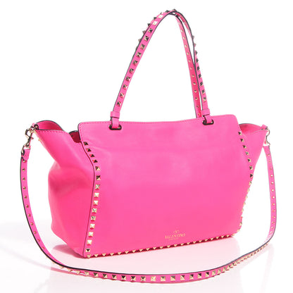 Valentino Garavani Vitello Medium Rockstud Tote Fuxia Fluo 3 of 9