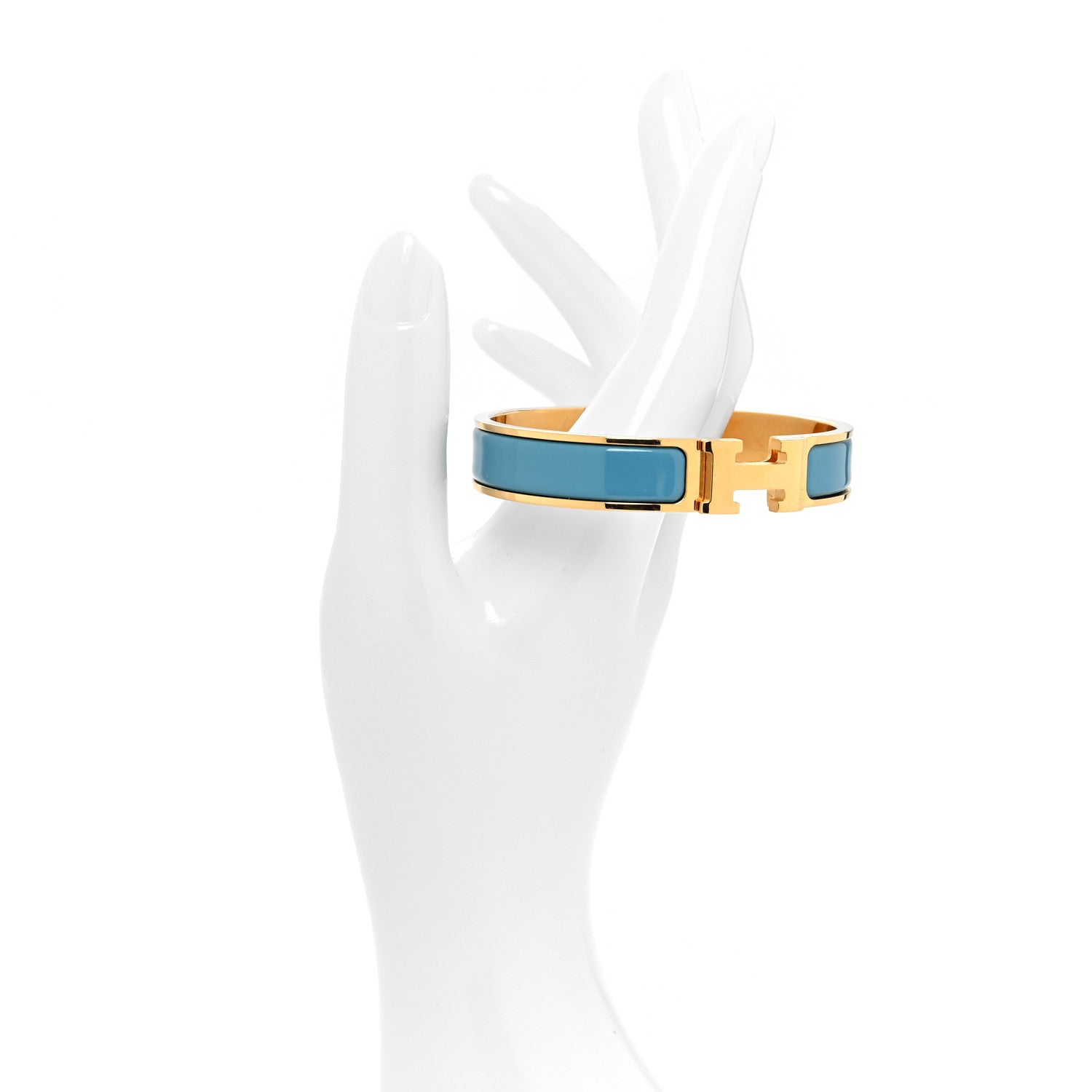 Hermes Enamel Narrow Clic Clac H Bracelet PM Bleu Azure 2 of 6