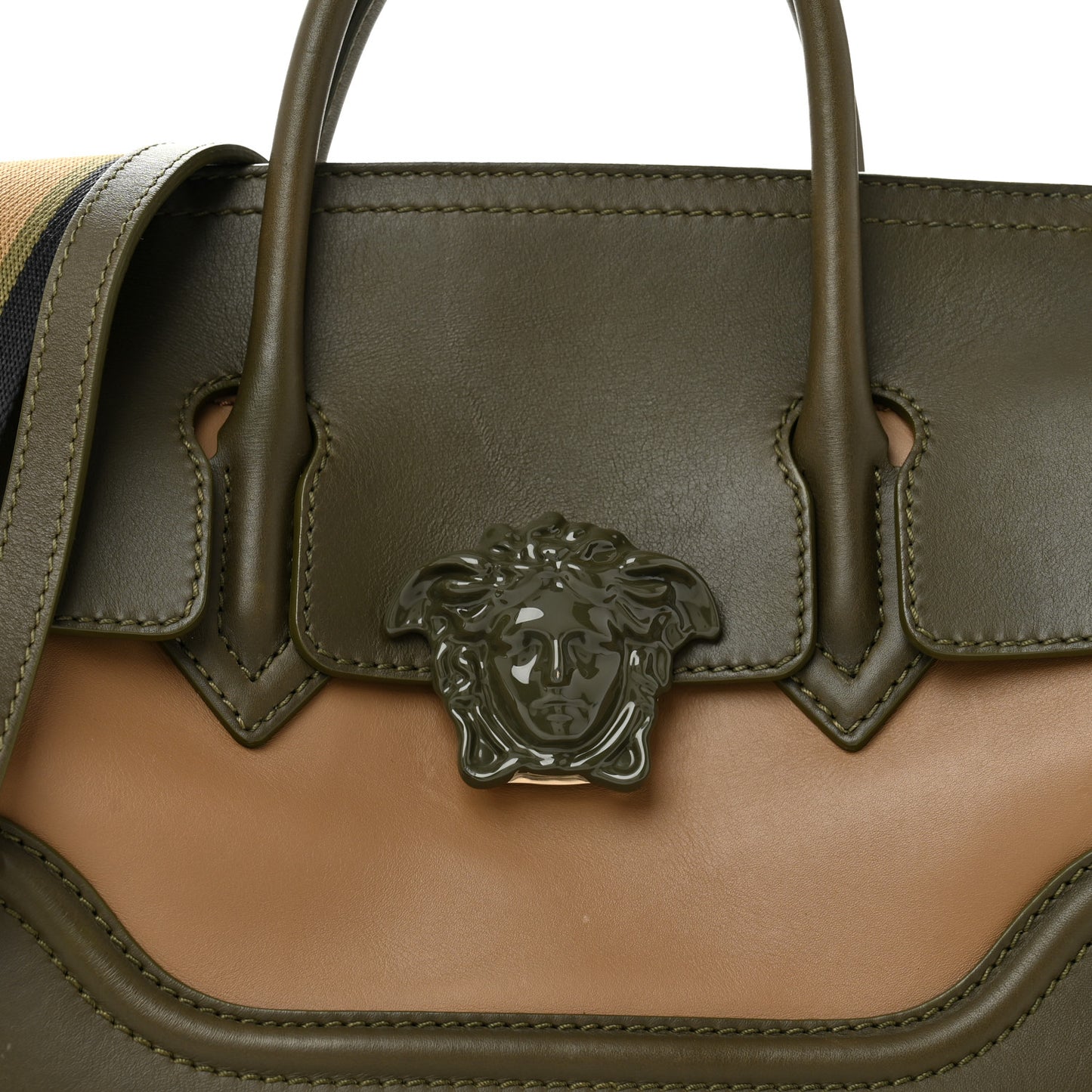 Calfskin Medium Palazzo Empire Bag Army Black Neutral