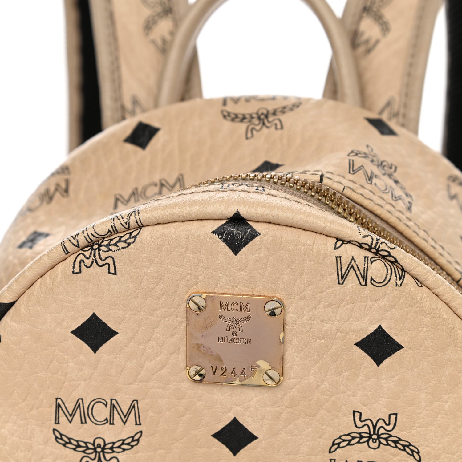 MCM Visetos Side Stud Mini Stark Backpack Beige 14 of 18