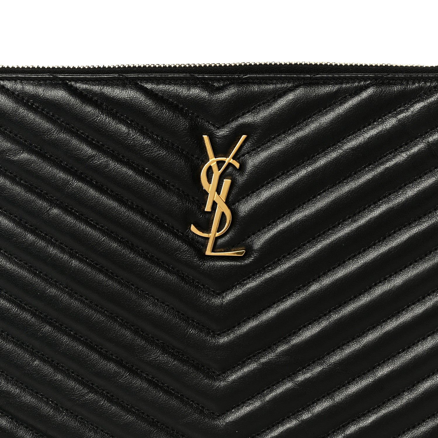 Saint Laurent Calfskin Matelasse Monogram Cassandre Tablet Pouch Black 8 of 9