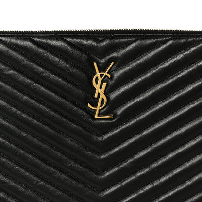 Saint Laurent Calfskin Matelasse Monogram Cassandre Tablet Pouch Black 8 of 9