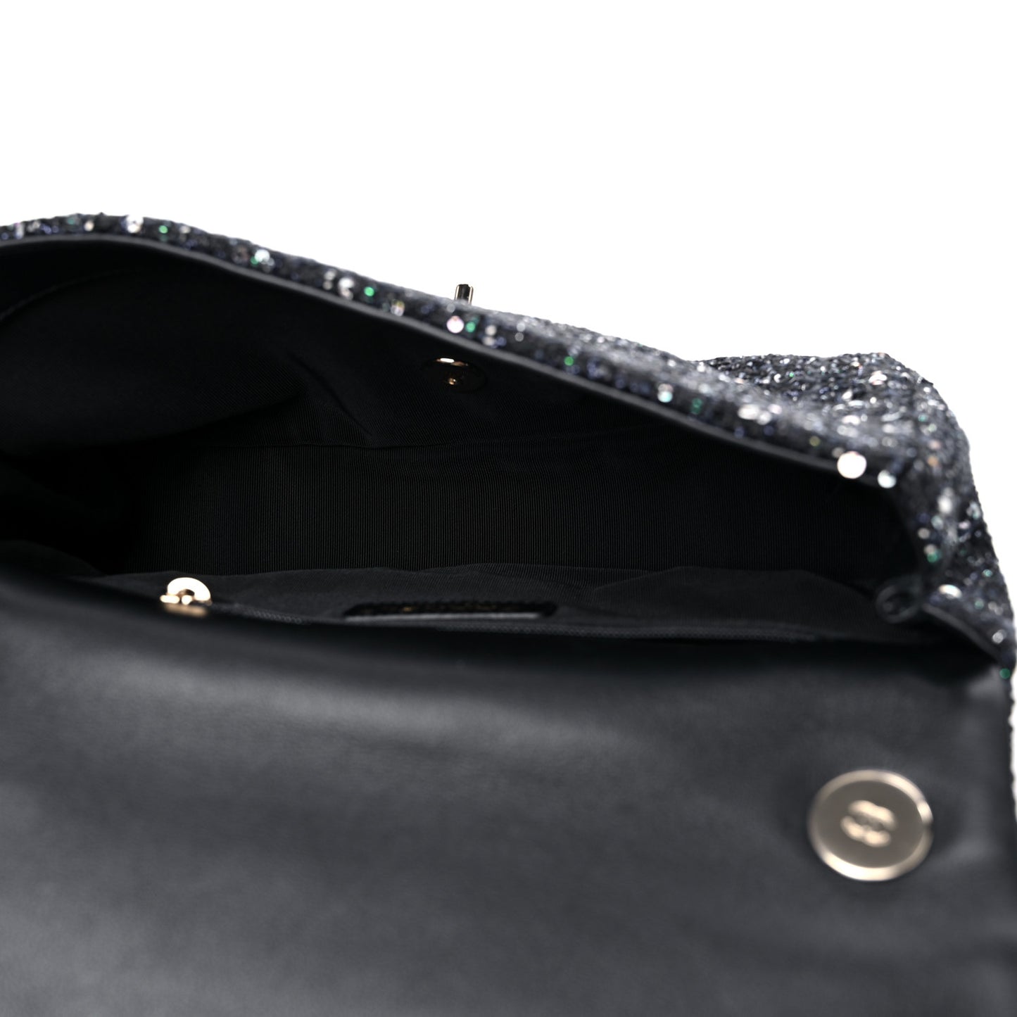 Tweed Medium Pearl Handle Flap Black Ecru