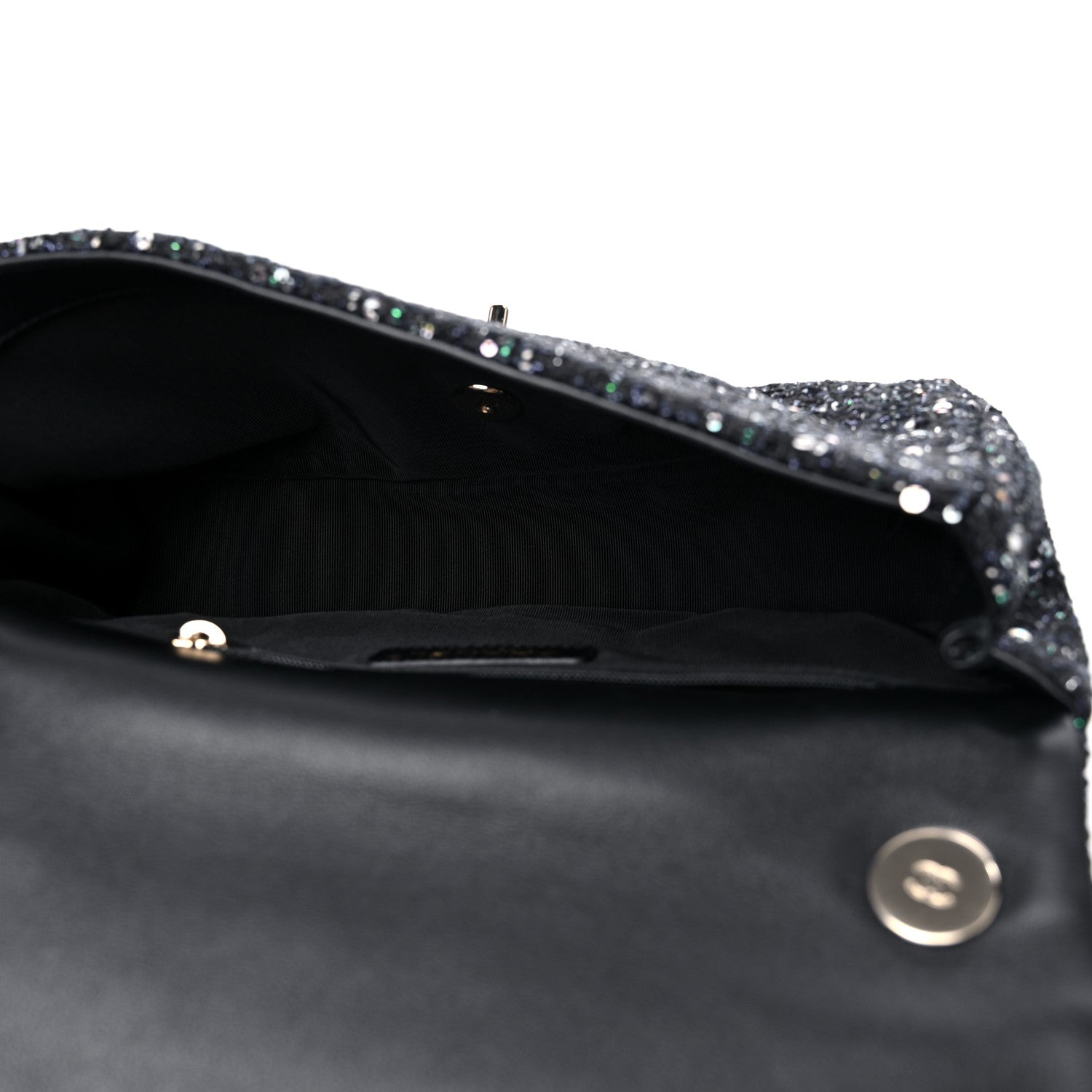 Chanel Tweed Medium Pearl Handle Flap Black Ecru 5 of 9