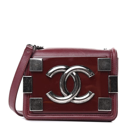 Chanel Lambskin Plexiglass Boy Brick Burgundy 1 of 17
