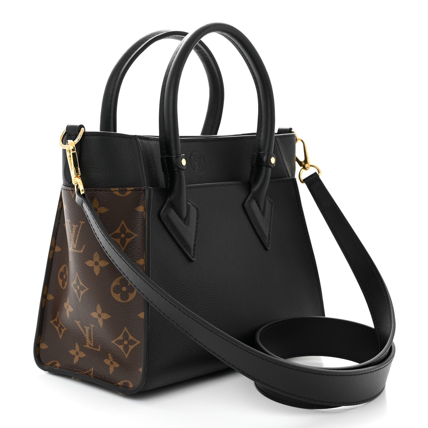 Louis Vuitton Calfskin Monogram On My Side PM Black 3 of 9