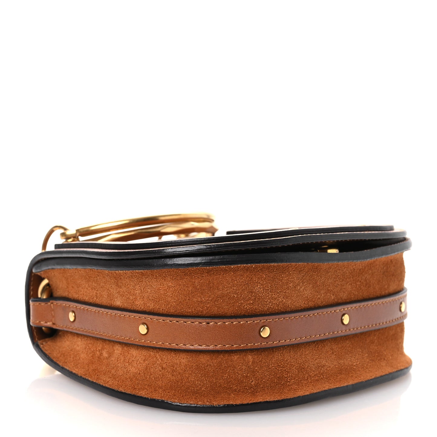 Calfskin Suede Small Nile Bracelet Bag Caramel
