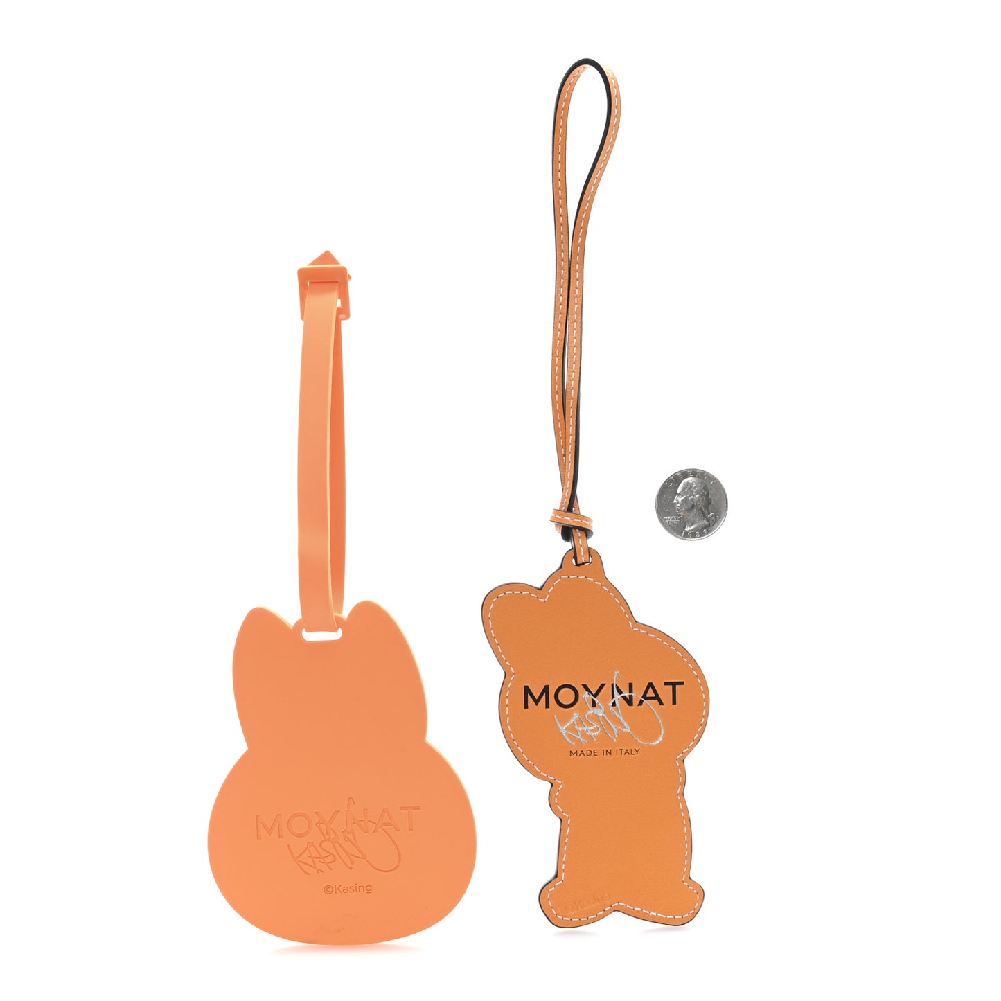 X KASING LUNG Calfskin Rubber Labubu Bag Charm Orange