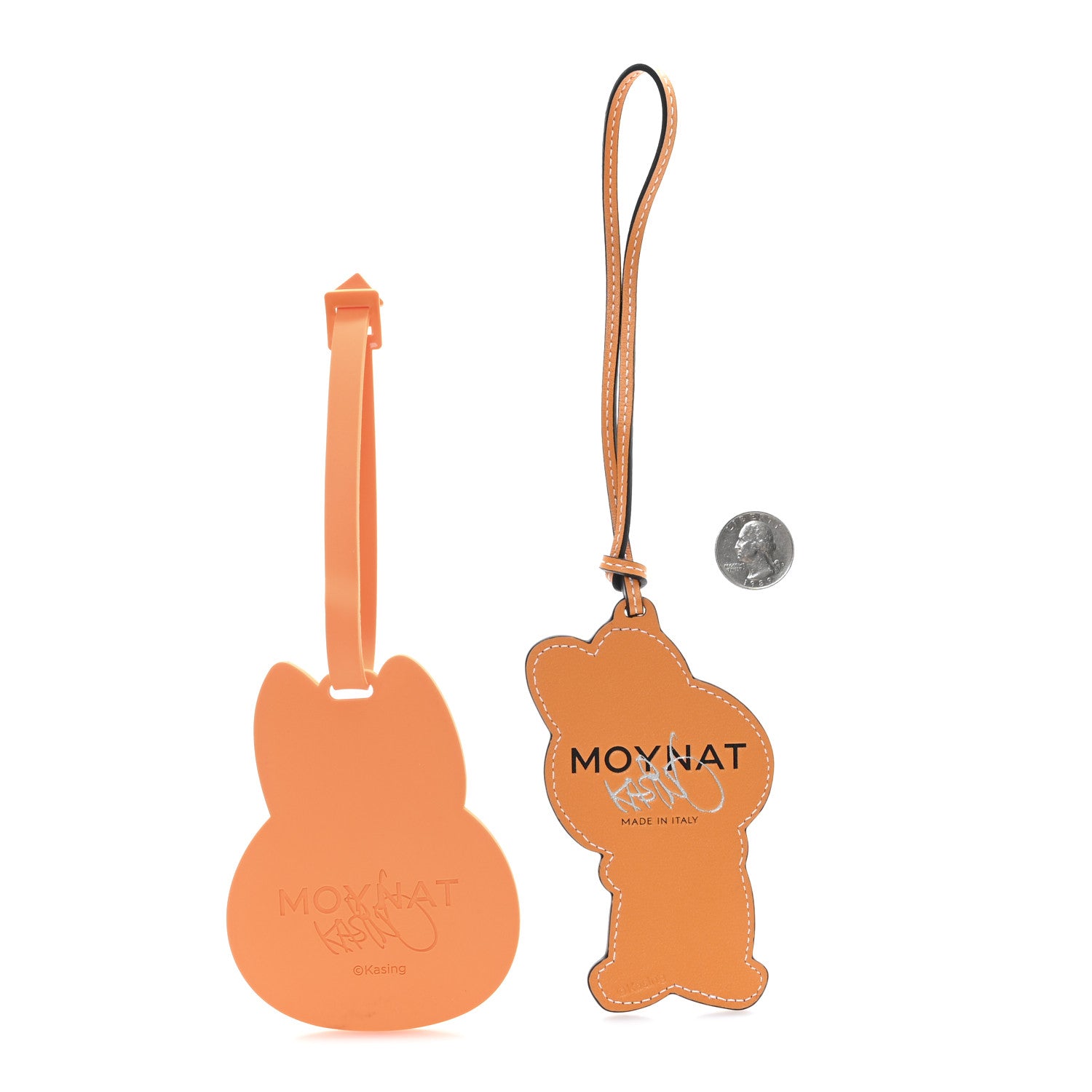 Moynat X KASING LUNG Calfskin Rubber Labubu Bag Charm Orange 2 of 3