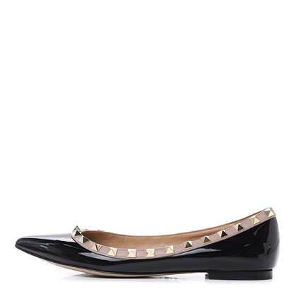 Valentino Garavani Patent Nappa Rockstud Ballerina Flats 35 Black Poudre 1 of 13