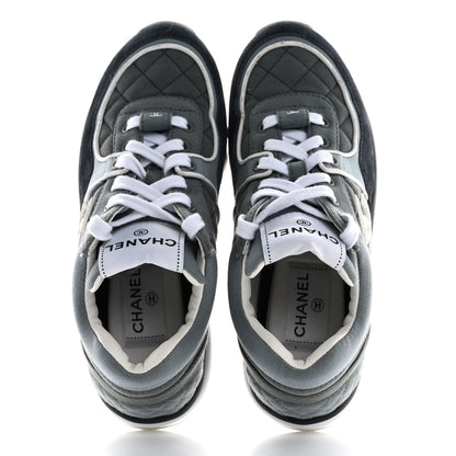 Chanel Fabric Suede Calfskin Quilted CC Sneakers 35 Dark Grey 2 of 11