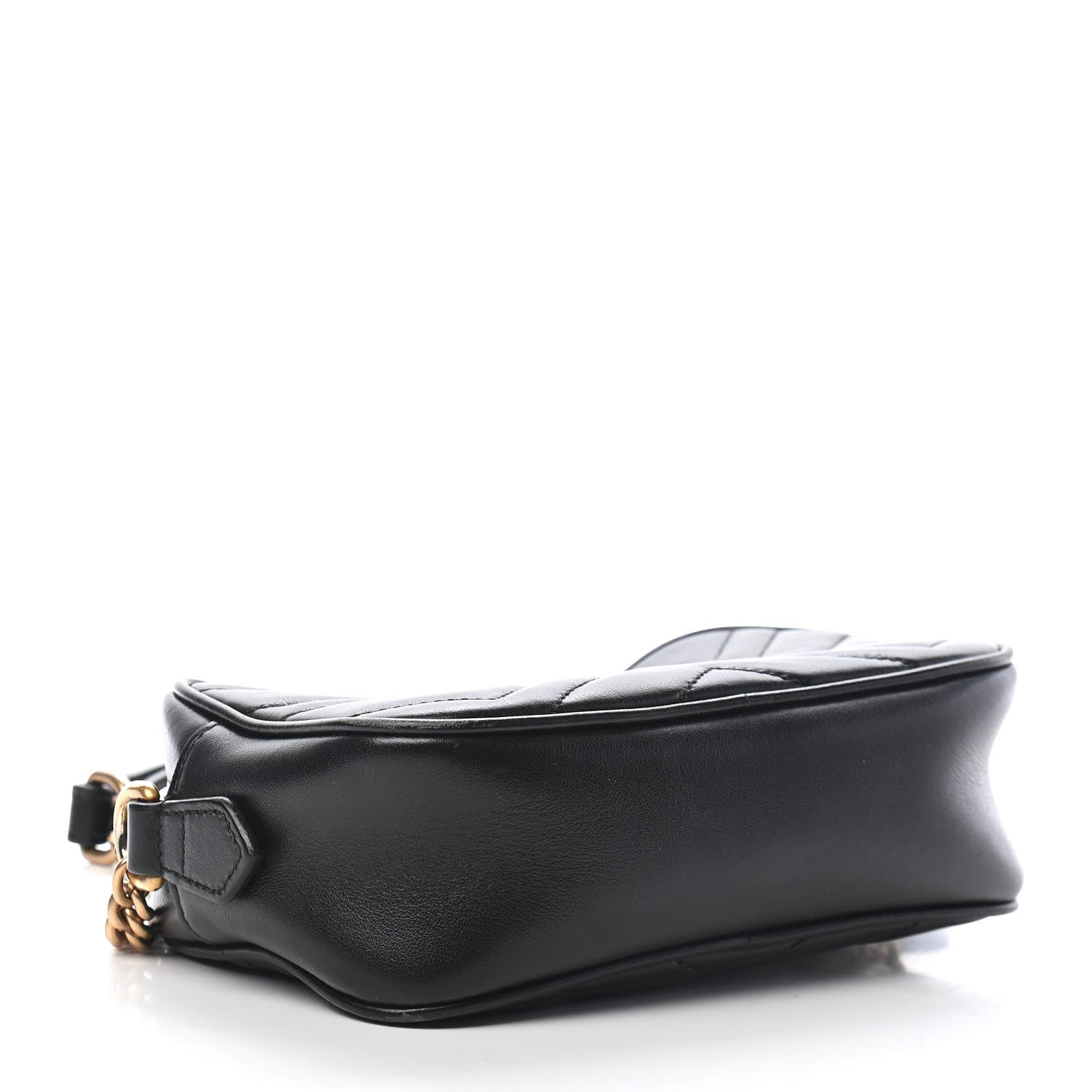 Gucci Calfskin Matelasse Mini GG Marmont Chain Shoulder Bag Black 4 of 10
