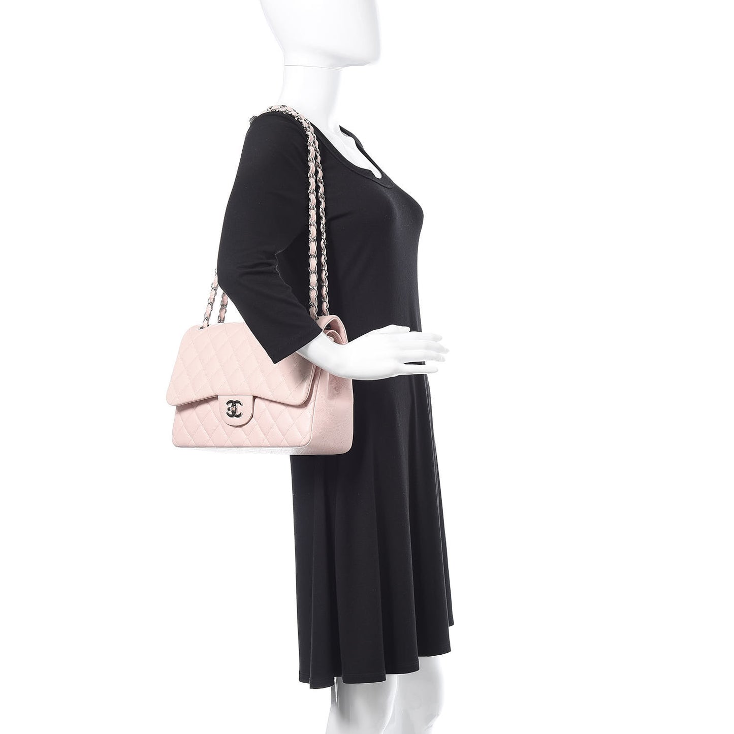 Caviar Quilted Jumbo Double Flap Pink