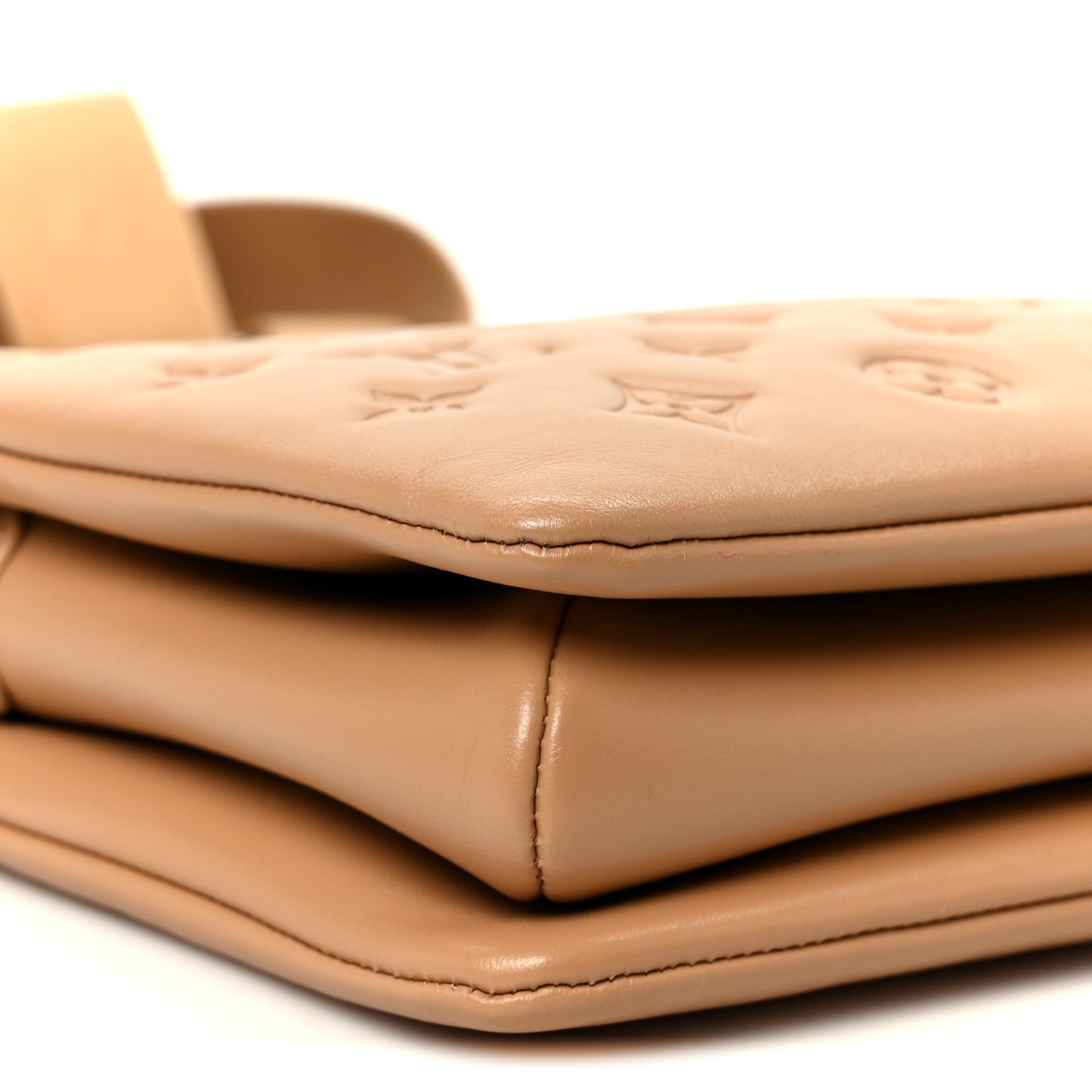 Lambskin Embossed Monogram Coussin PM Camel