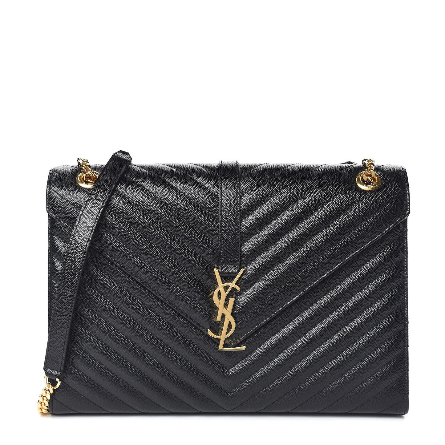 Grain De Poudre Matelasse Chevron Large Monogram Satchel Black