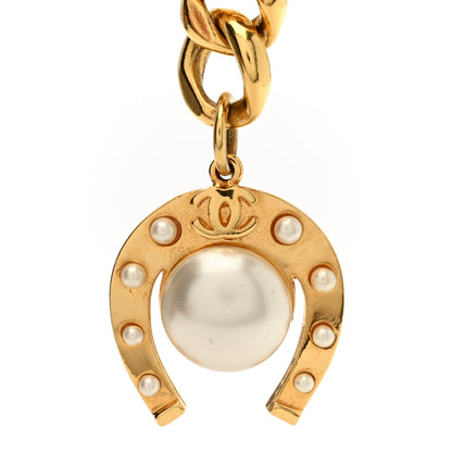 Chanel Metal Chain Pearl Horseshoe Belt Gold Pearly White 3 of 3