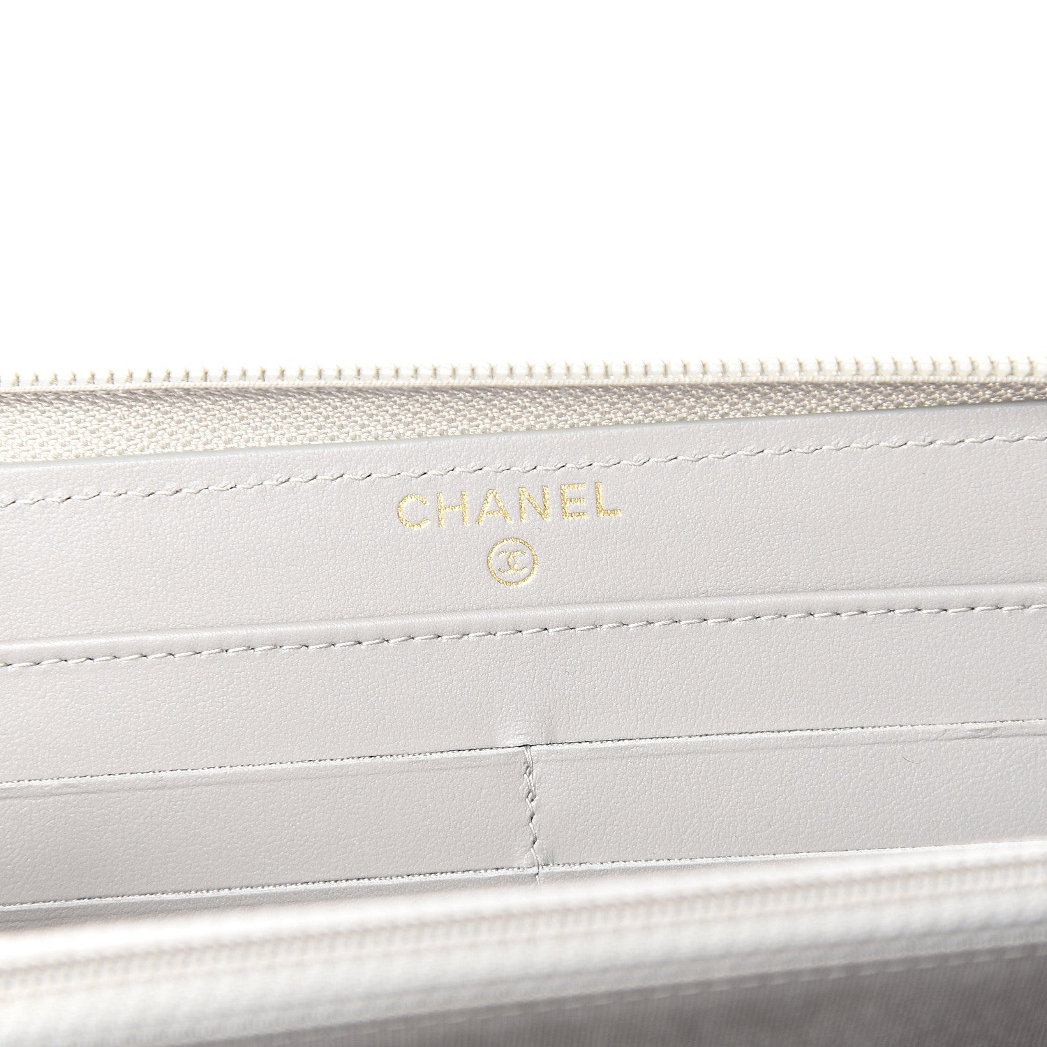 Chanel Caviar Quilted Large Boy Zip Around Wallet Grey 5 of 8