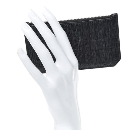 Saint Laurent Grained Calfskin 5 Fragments Zip Pouch Card Holder Black 2 of 8