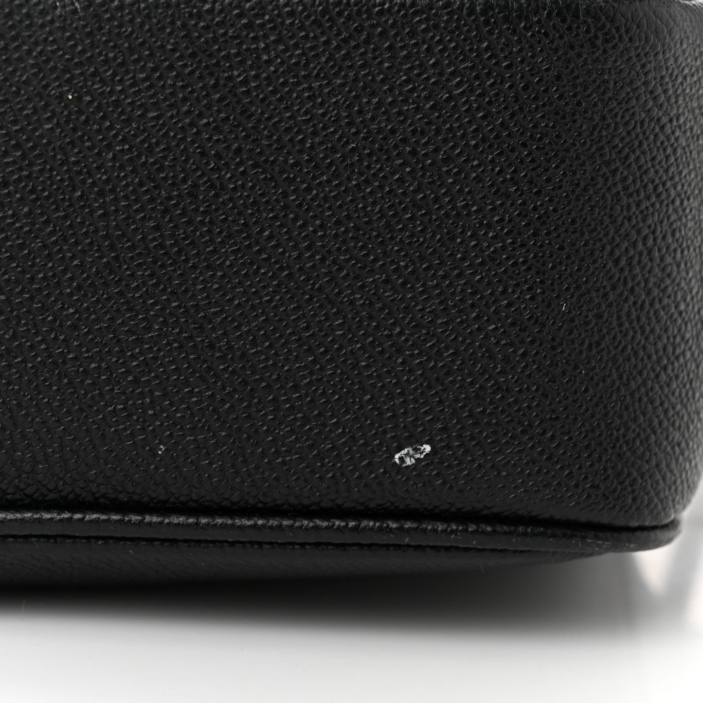 Soft Grain Calfskin Small Buckle Zip Bag Black