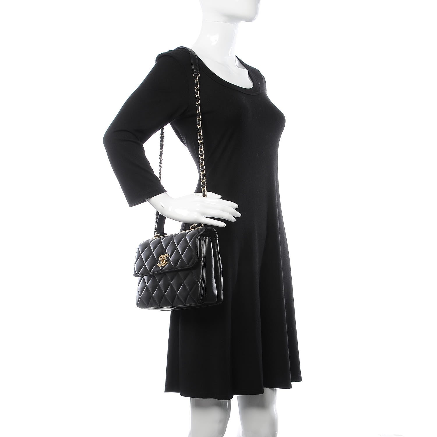 Chanel Lambskin Quilted Small Trendy CC Dual Handle Flap Bag Black 2 of 10