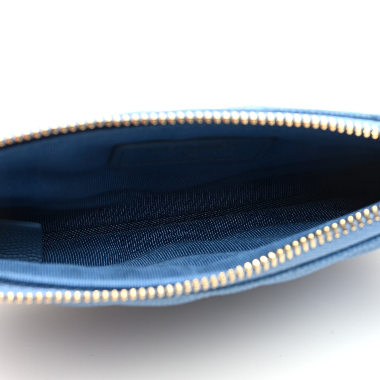 Caviar Chevron Quilted Small Cosmetic Case Blue