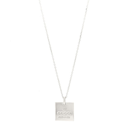 Gucci Sterling Silver Trademark Logo Square Pendant Necklace 1 of 5