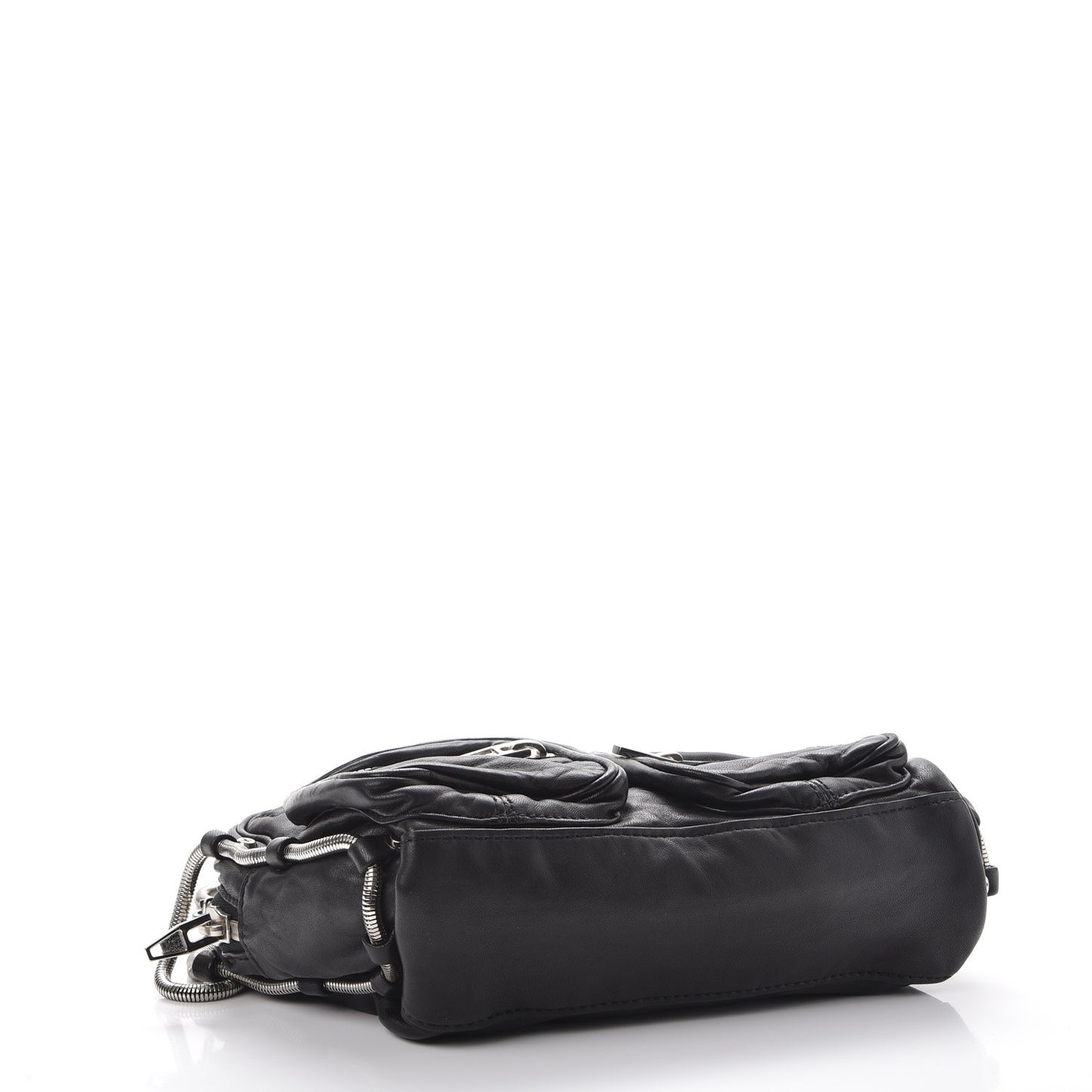 Washed Lambskin Brenda Chain Shoulder Bag Black