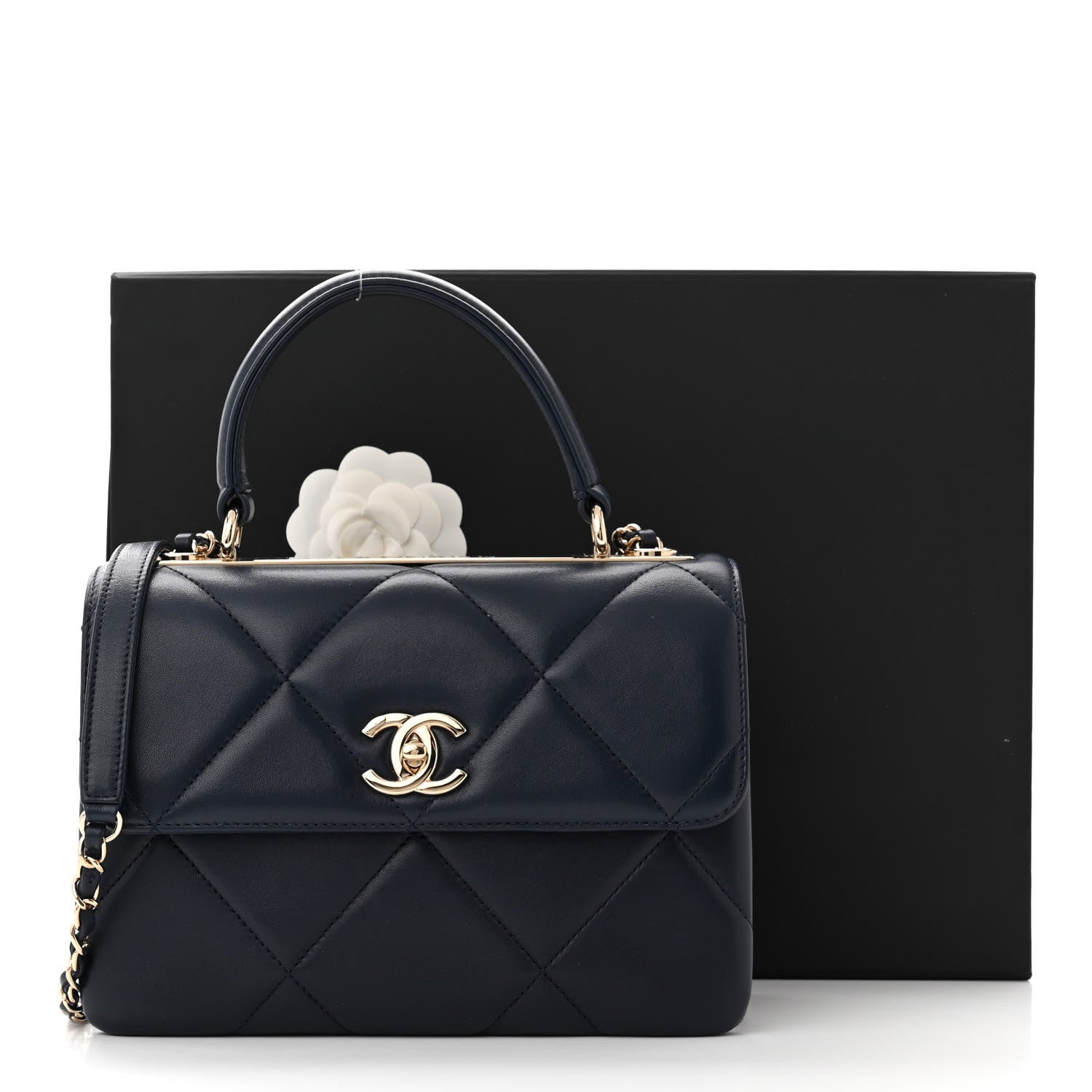 Chanel Lambskin Quilted Small Trendy CC Top Handle Flap Navy 12 of 12