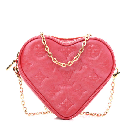 Louis Vuitton Lambskin Embossed Monogram Fall In Love Sac Coeur Heart Chain Bag Lipstick Red 1 of 4