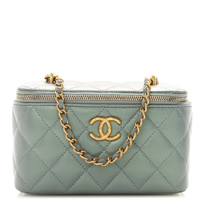 Chanel Metallic Lambskin Quilted Small CC Vanity Case With Chain Grey 1 of 11