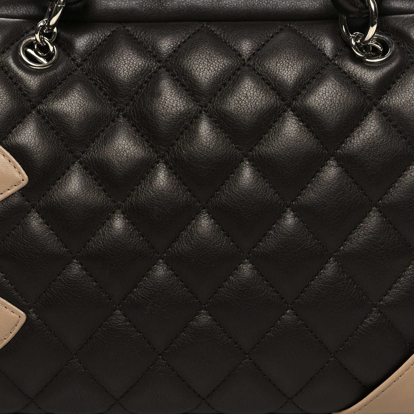 Calfskin Quilted Cambon Large Bowler Brown Beige