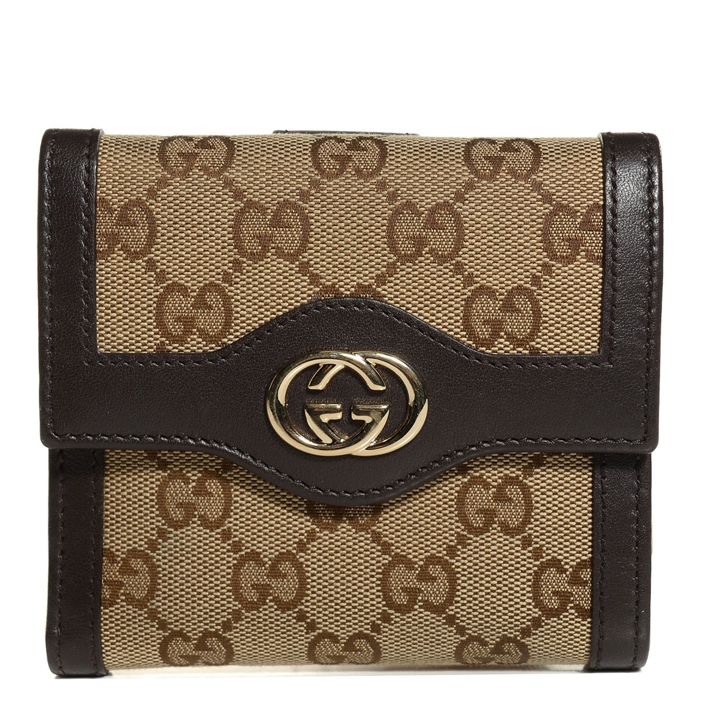 Monogram Margaux Calfskin Sukey French Flap Wallet Beige Ebony Cocoa