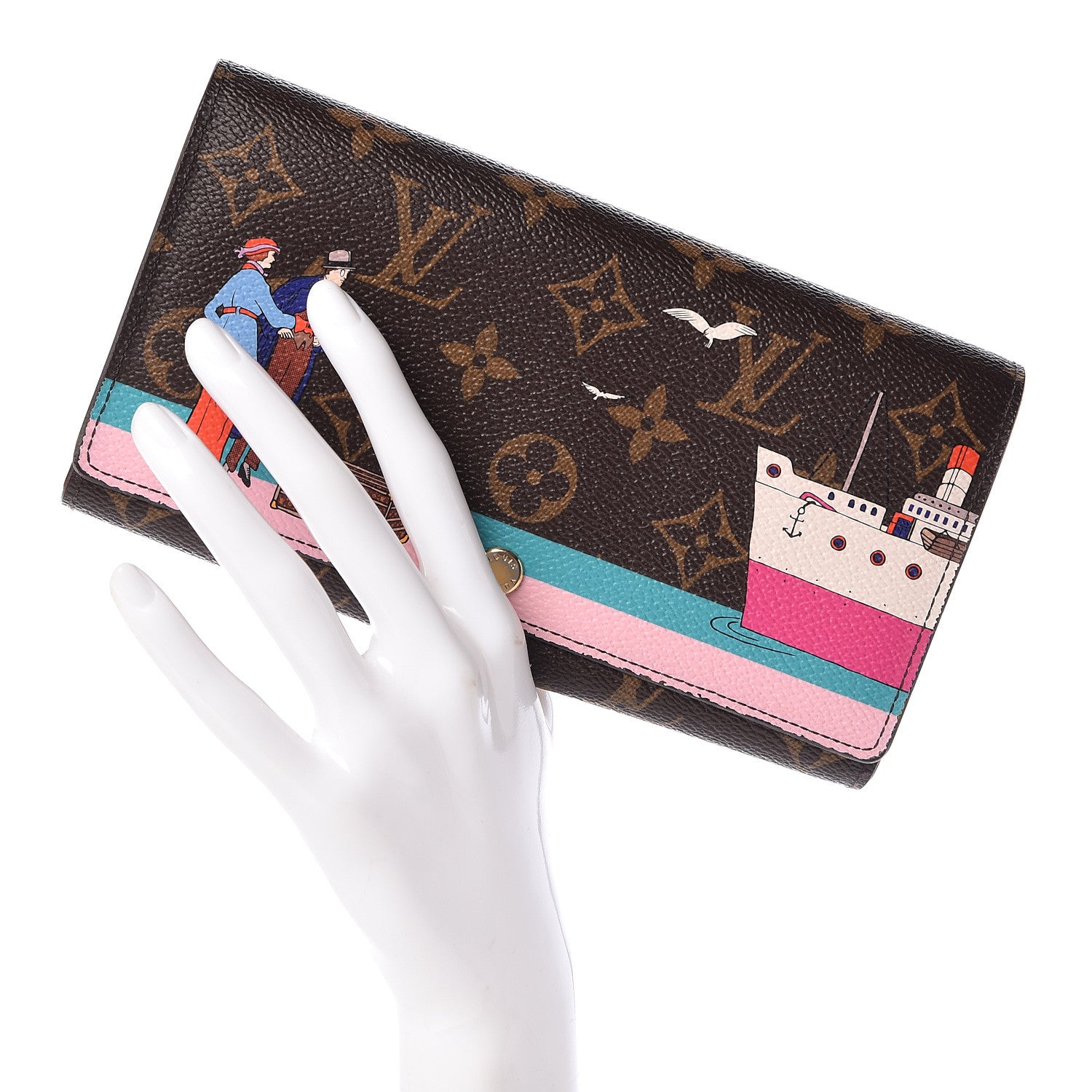 Louis Vuitton Monogram 2016 Christmas Animation Sarah Wallet Rose Ballerine 2 of 11