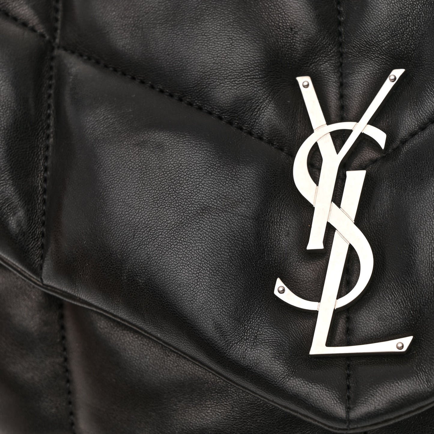 Lambskin Quilted Medium Loulou Puffer Monogram Chain Satchel Black