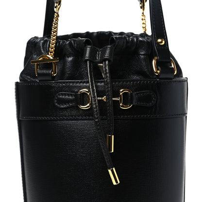 Gucci Azalea Sakai Calfskin Small Horsebit 1955 Drawstring Bucket Bag Black 8 of 10