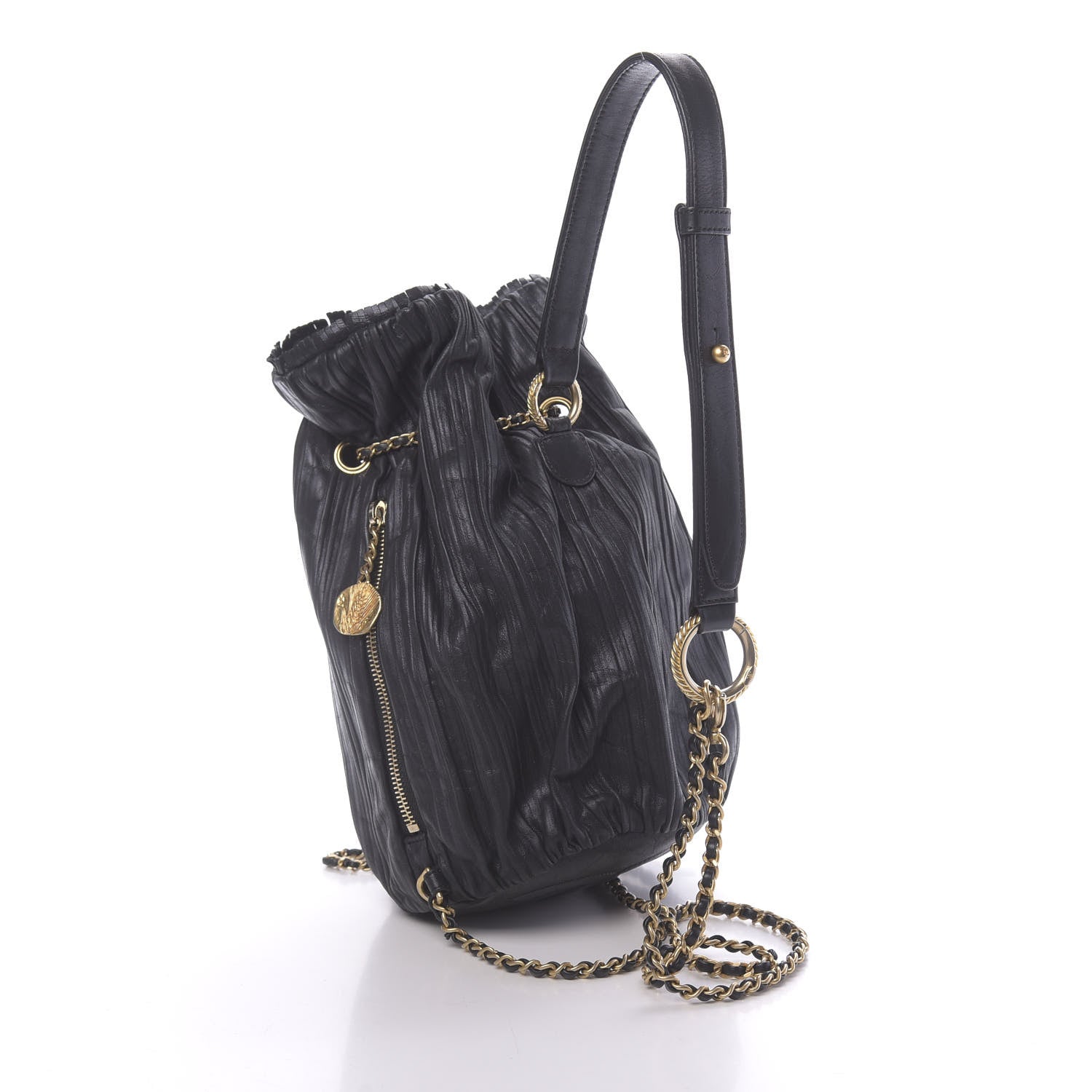 Chanel Iridescent Crumpled Calfskin Small Coco Pleats Backpack Black 2 of 10