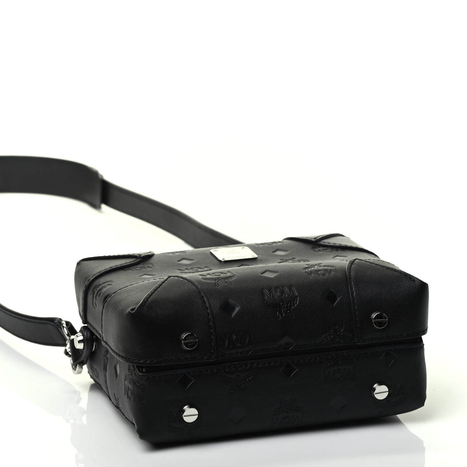 MCM Calfskin Ottomar Monogram Small Berlin Crossbody Black 3 of 4