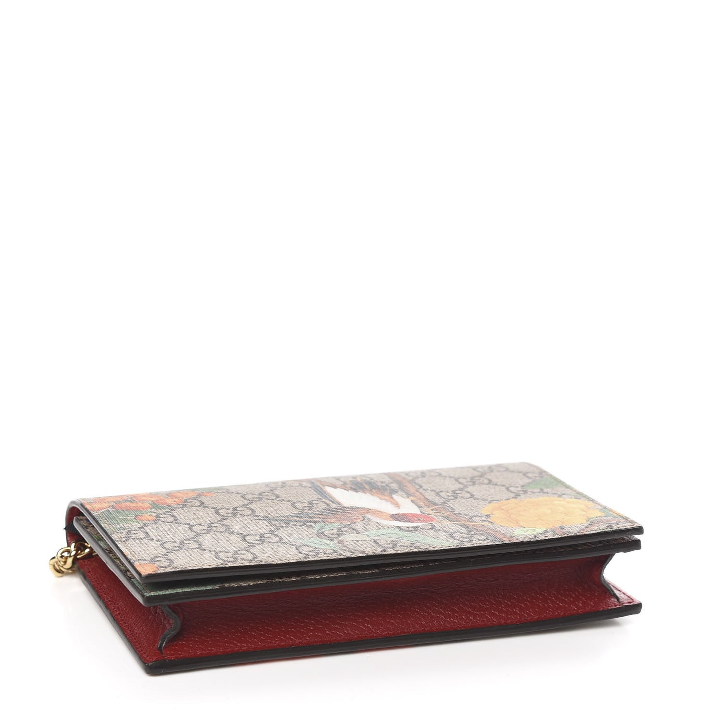 GG Supreme Monogram Tian Chain Wallet Beige Multicolor Red