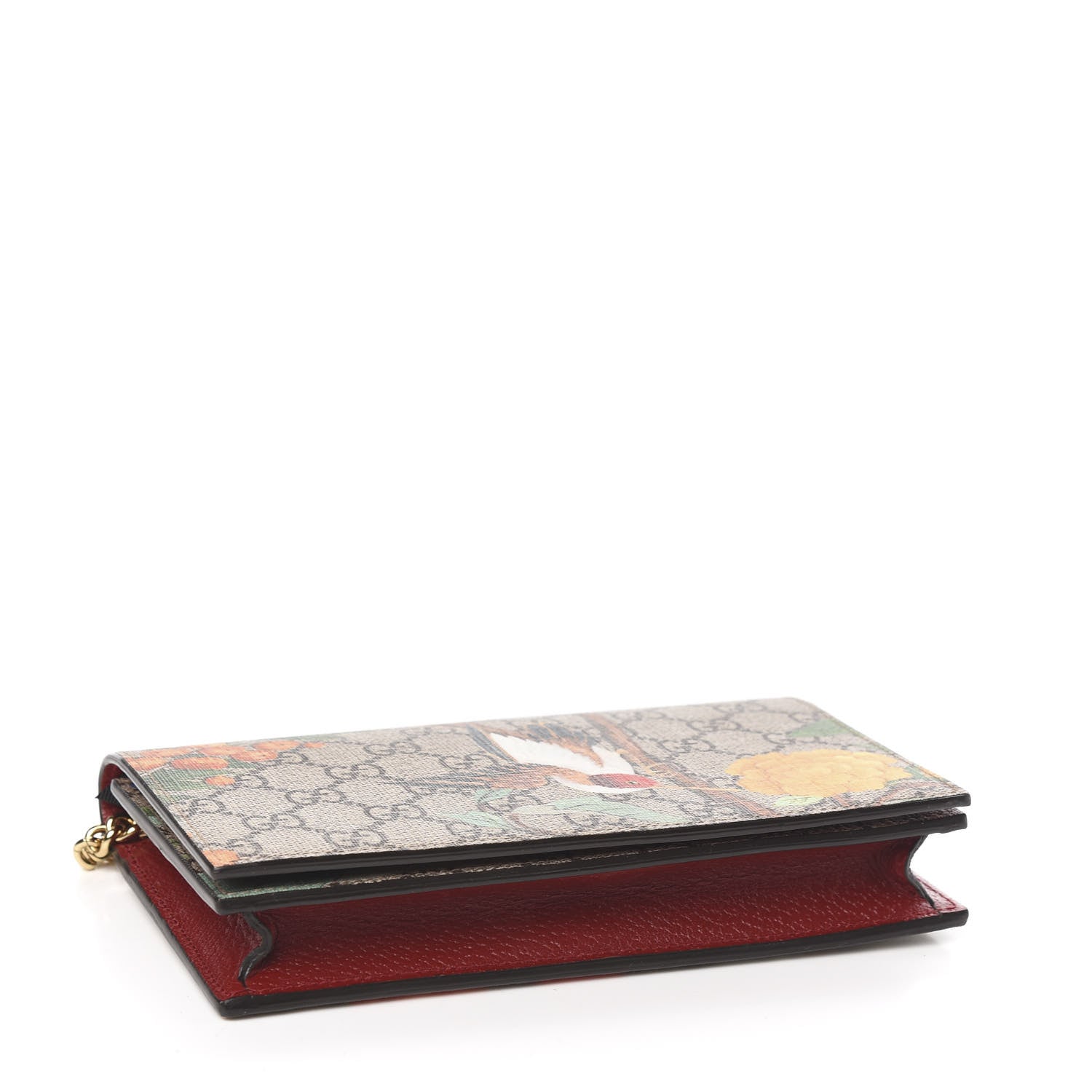 Gucci GG Supreme Monogram Tian Chain Wallet Beige Multicolor Red 4 of 10