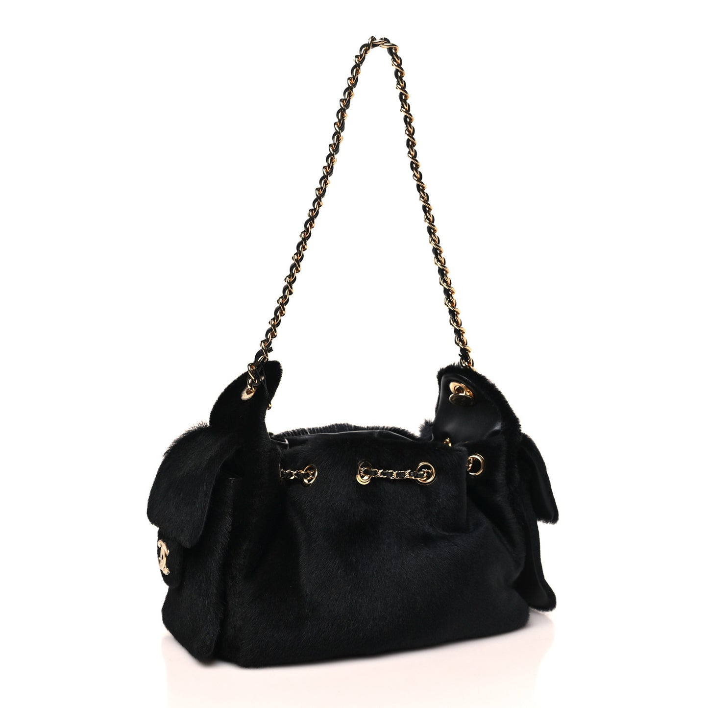 Pony Hair Mini Chanel 25 Handbag Black