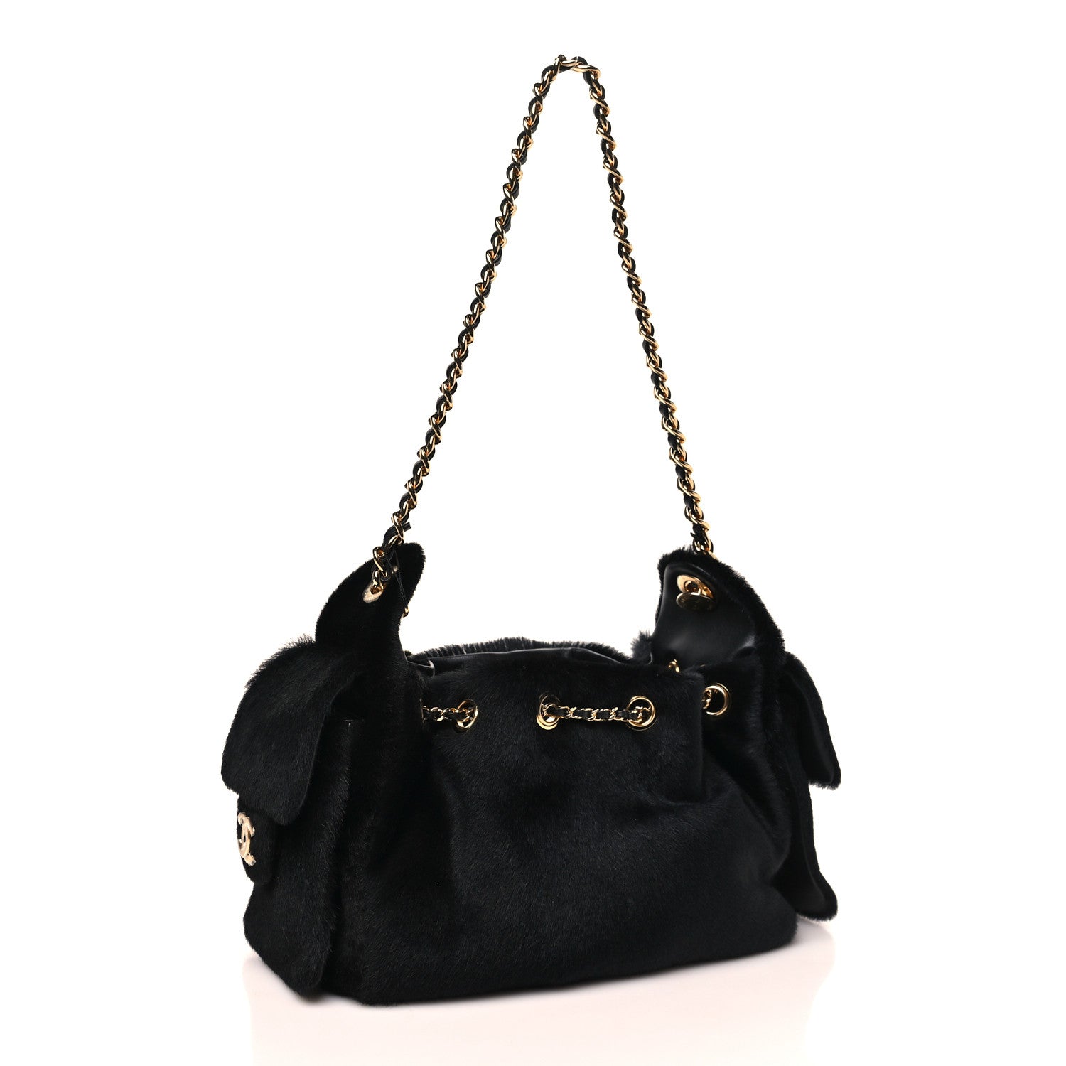 Chanel Pony Hair Mini Chanel 25 Handbag Black 2 of 10
