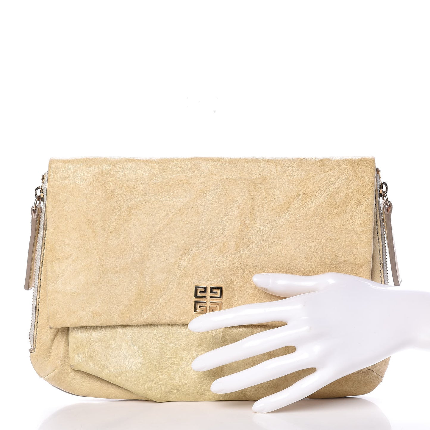 Tumbled Sheepskin Clutch Beige