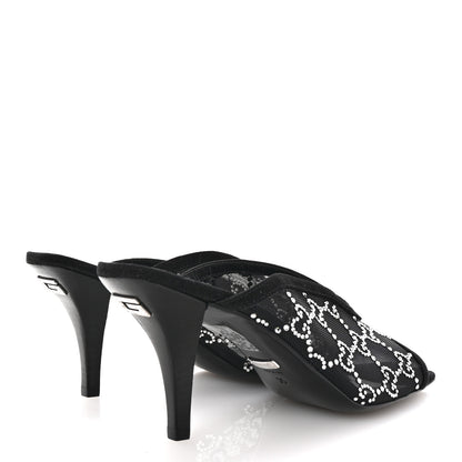 Gucci Tela Retino Kid Scamosciato Crystal GG Monogram Square G 95mm Slide Sandals 35 Black 5 of 8