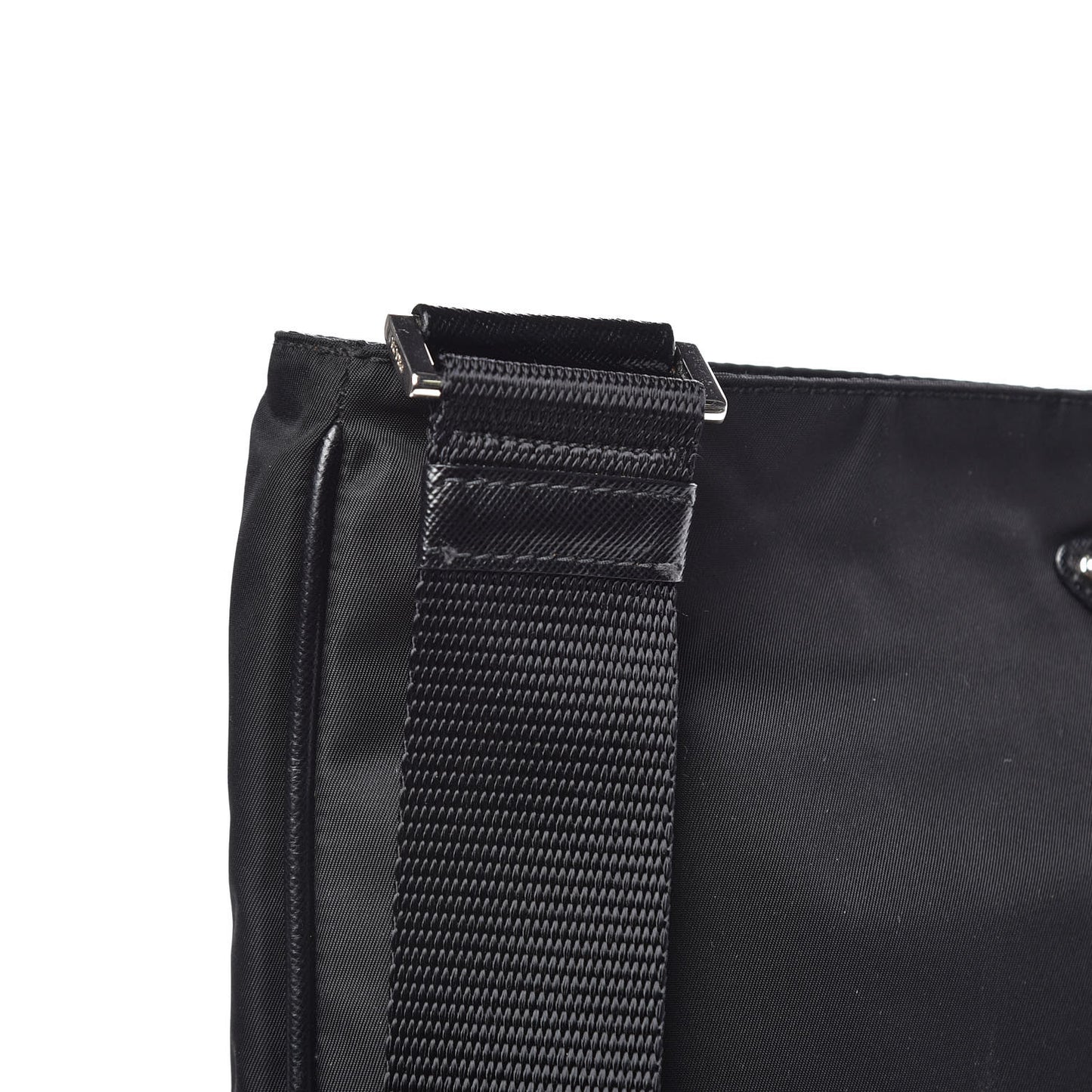 Nylon Flat Messenger Bag Black