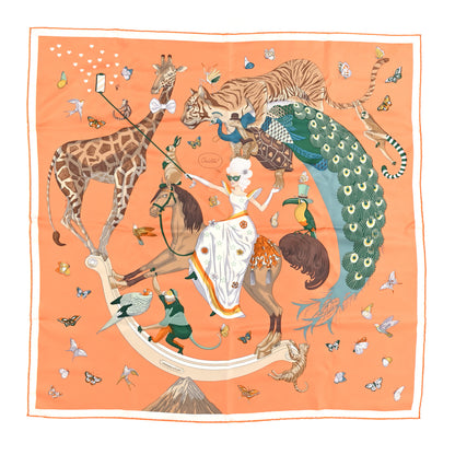 Hermes Silk Story 90 Scarf Abricot Beige Vert 1 of 4