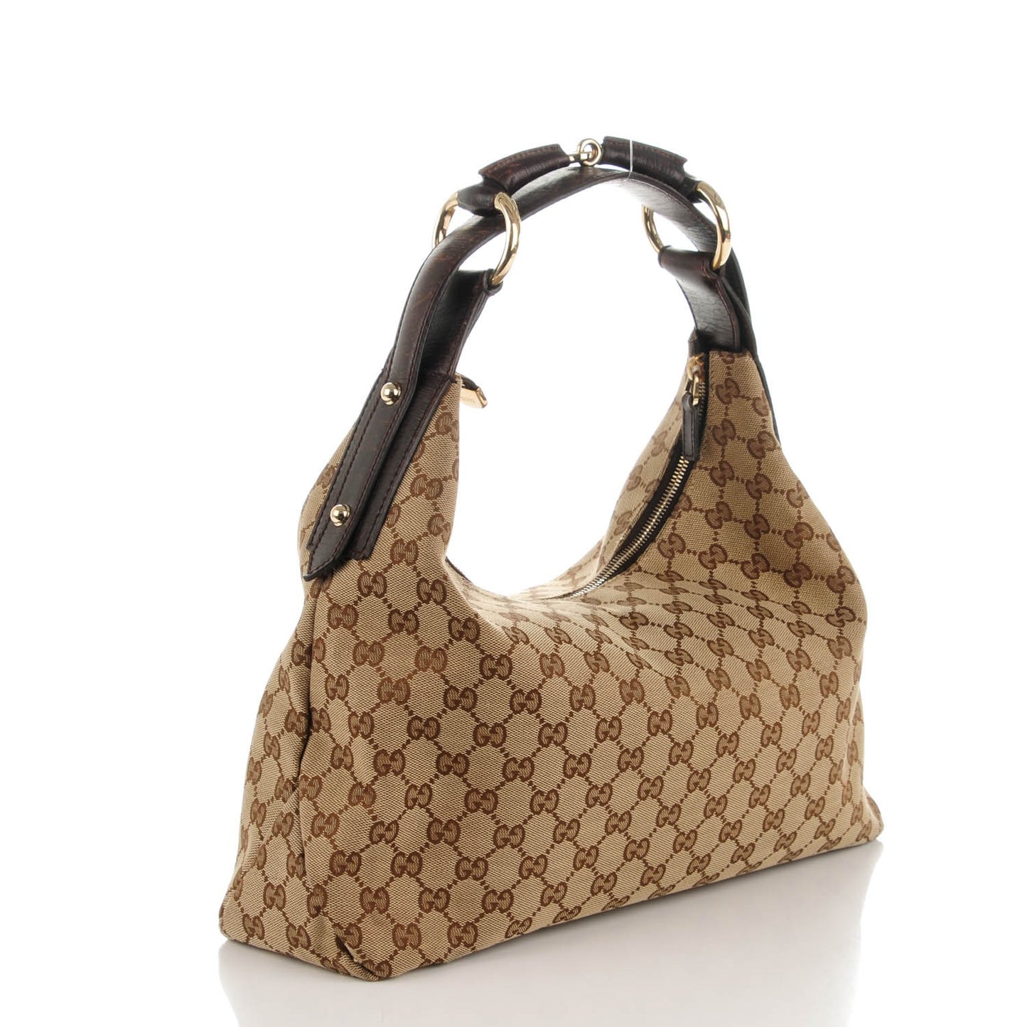 Monogram Medium Horsebit Chain Hobo Dark Brown