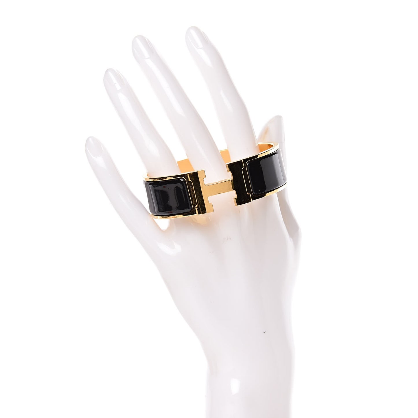 Enamel Wide Clic Clac H Bracelet GM Black