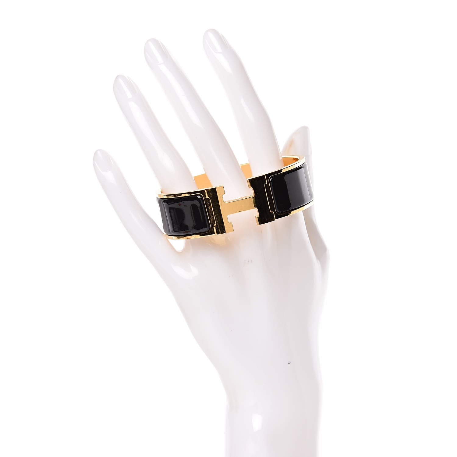 Hermes Enamel Wide Clic Clac H Bracelet GM Black 2 of 5