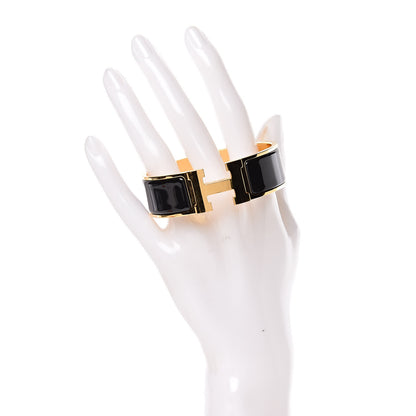 Hermes Enamel Wide Clic Clac H Bracelet GM Black 2 of 5