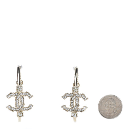 Chanel Crystal CC Camellia Express CC Drop Hoop Earrings Gold 2 of 6